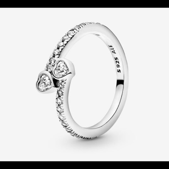 PANDORA Two Sparkling Hearts Ring - Picture 3 of 4